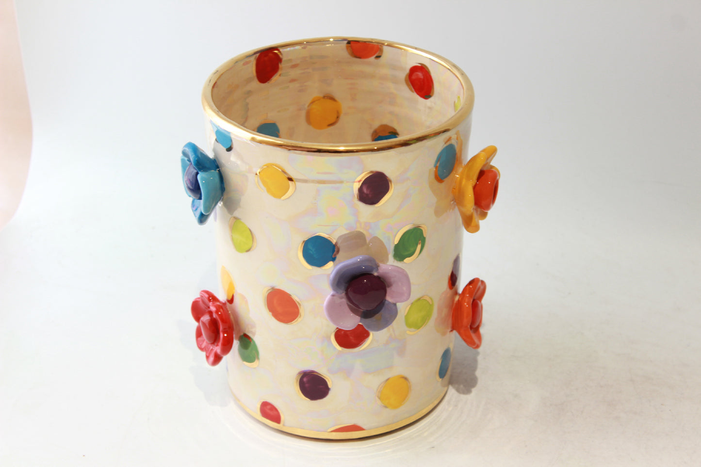 Multiflower Studded Utensil Jar