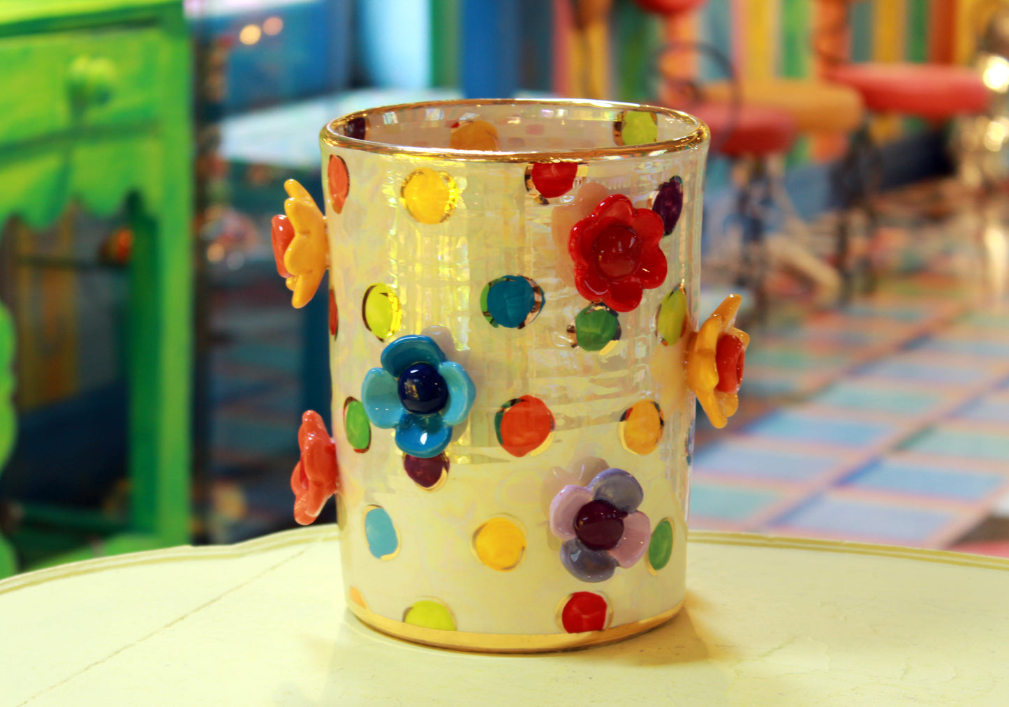 Multiflower Studded Utensil Jar