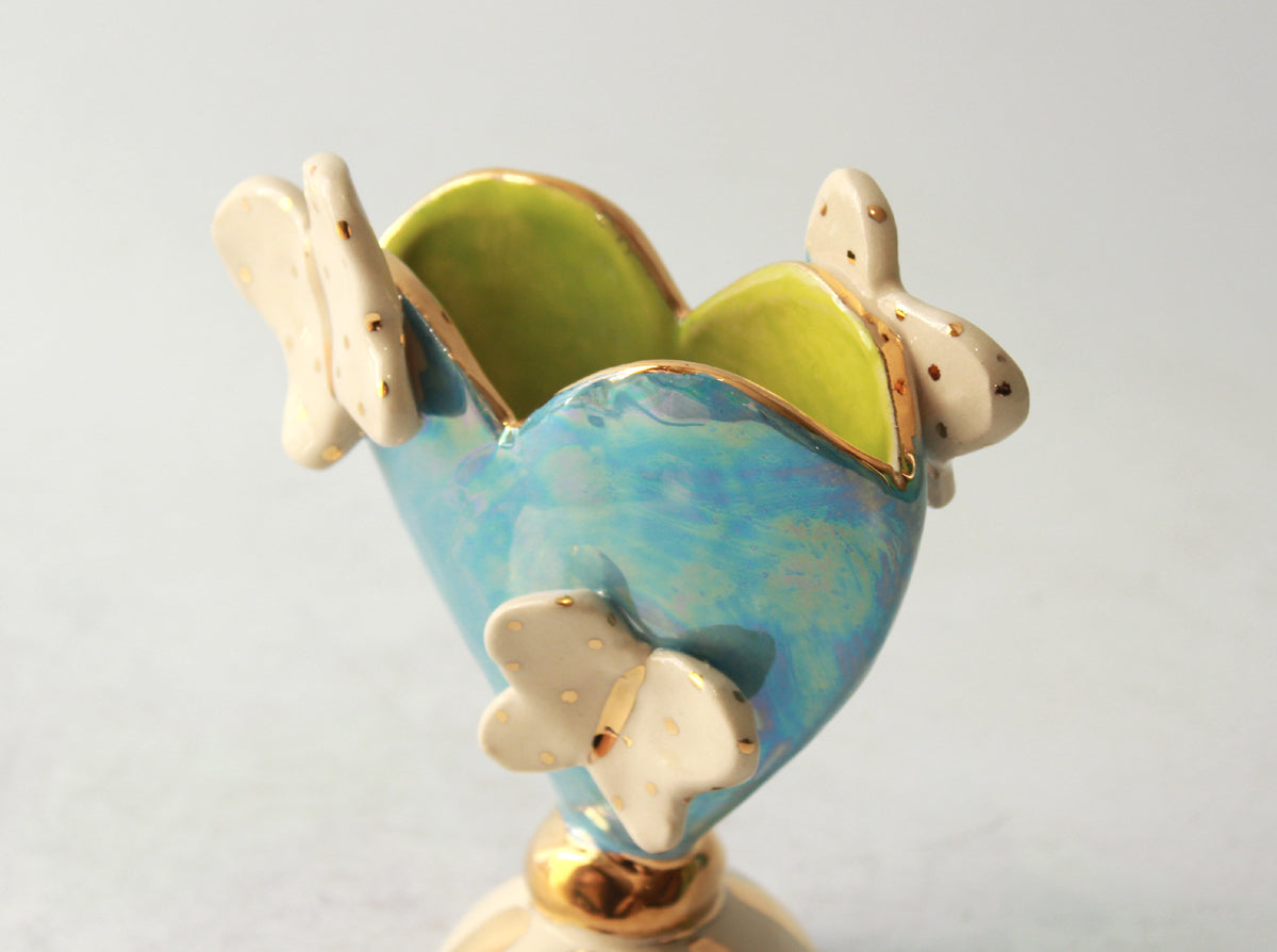 Butterfly Studded Baby Heart Vase