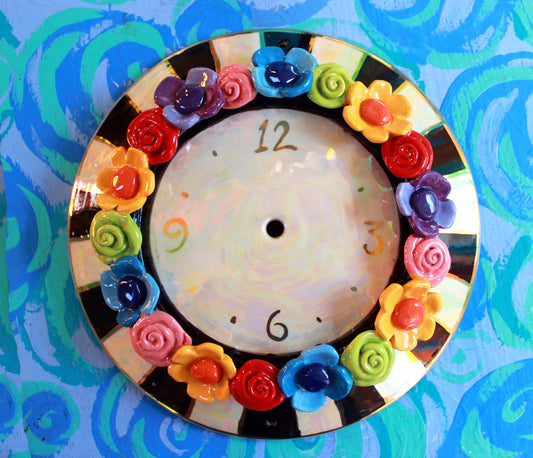 Multiflower Encrusted Clock