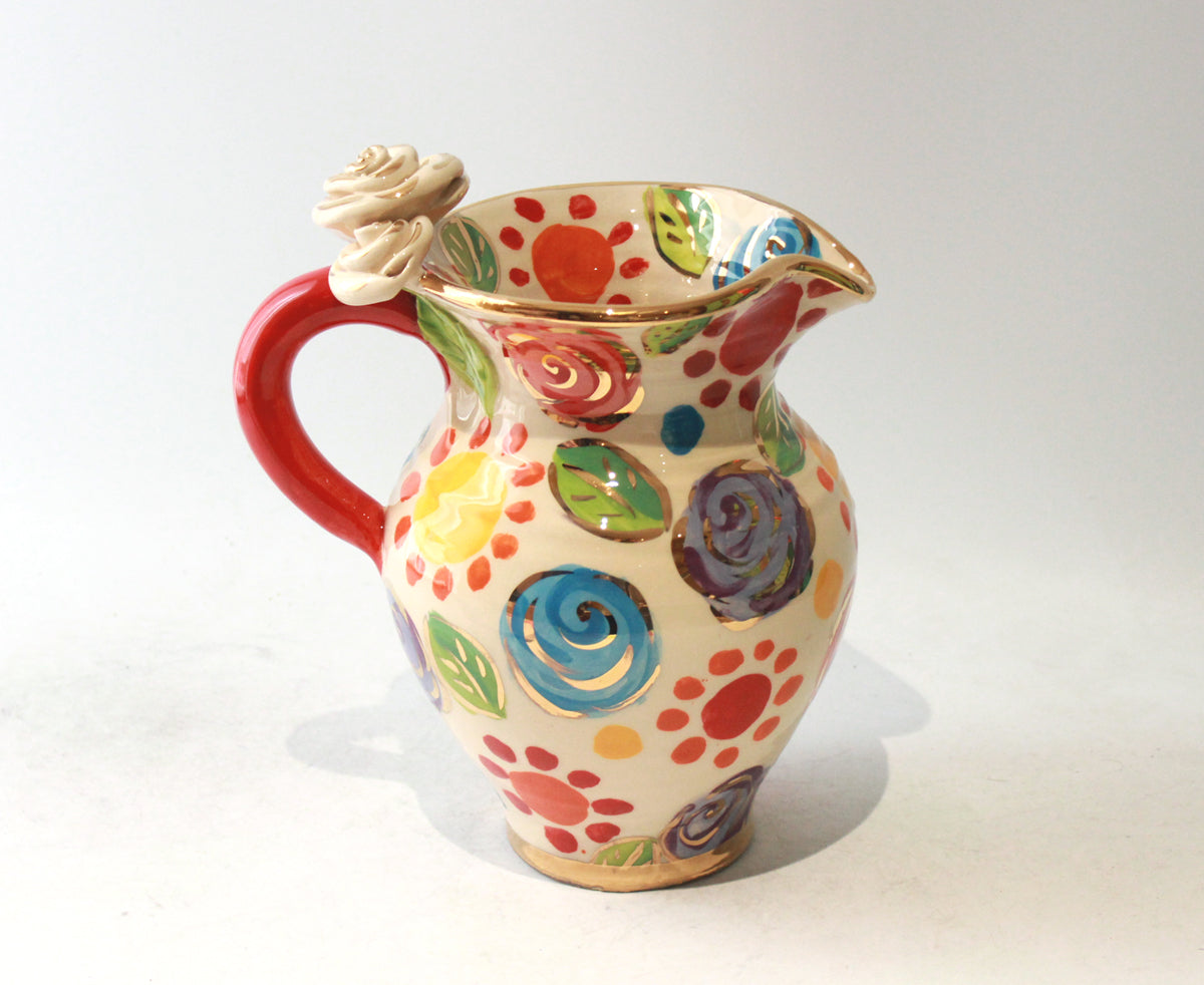 Medium Rose Handled Jug in Matisse Dots
