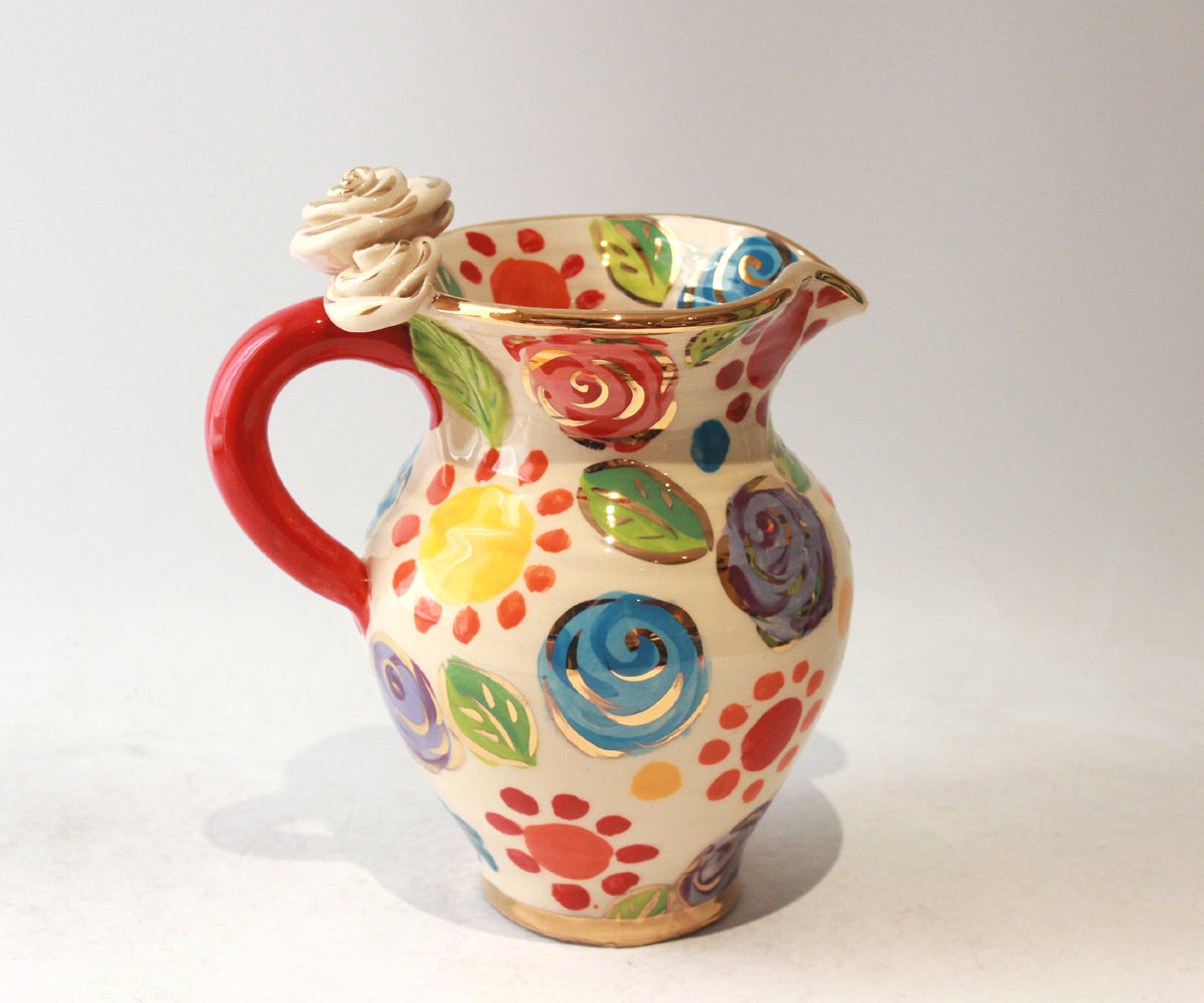 Medium Rose Handled Jug in Matisse Dots