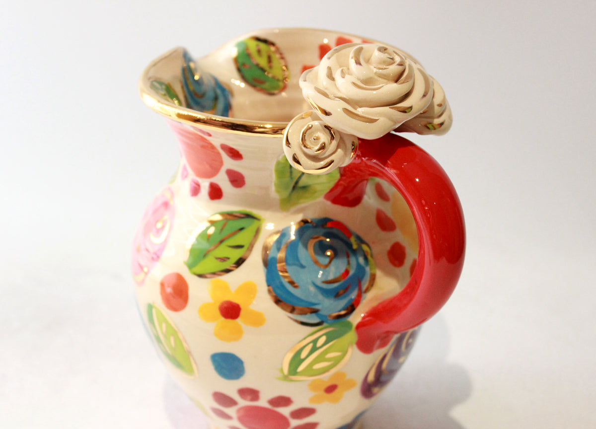 Medium Rose Handled Jug in Matisse Dots