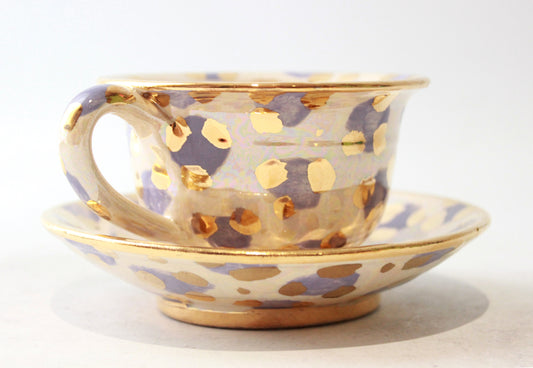 Cup and Saucer in Purple Leopard