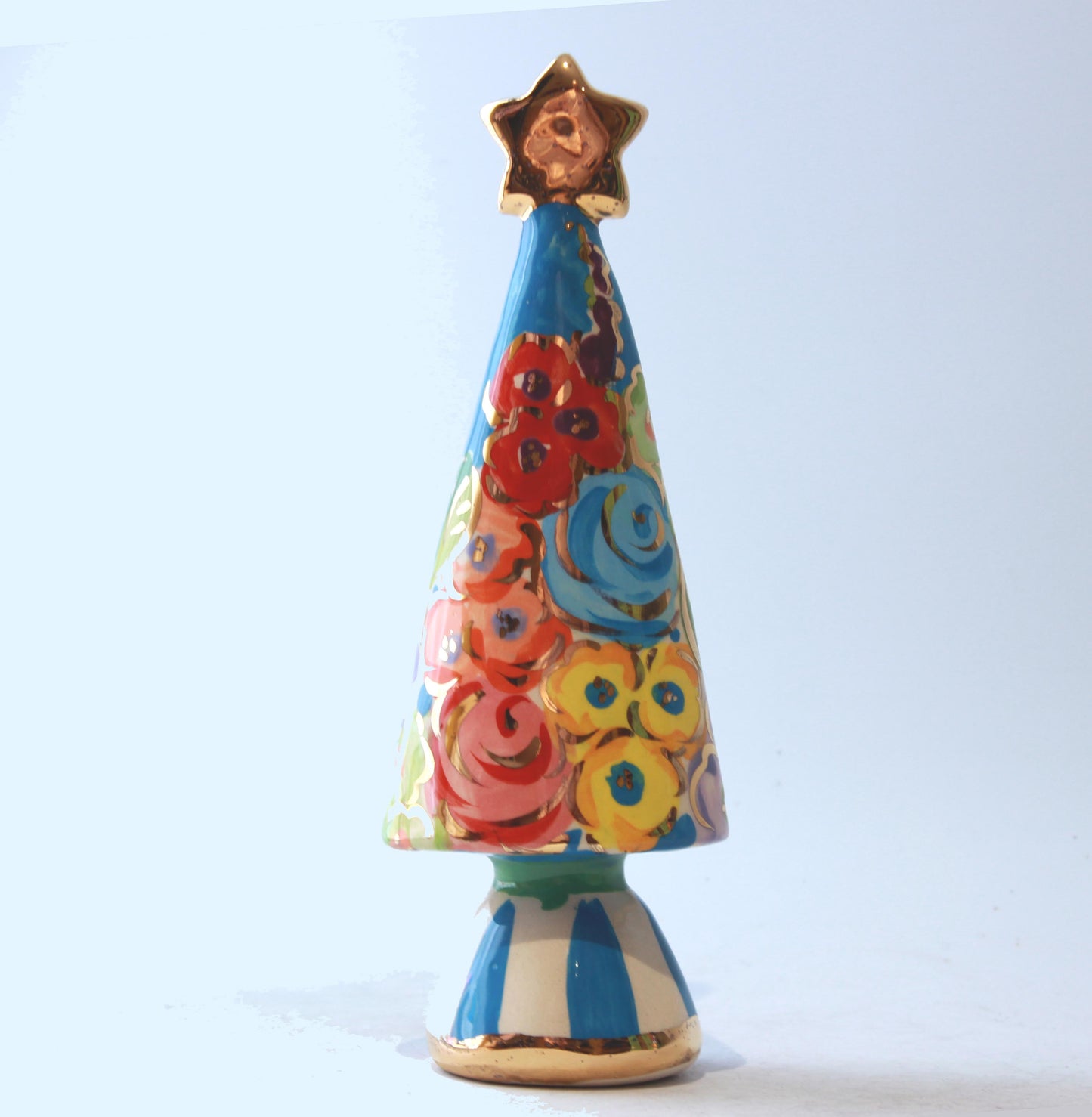 Small Christmas Tree Florals on Blue