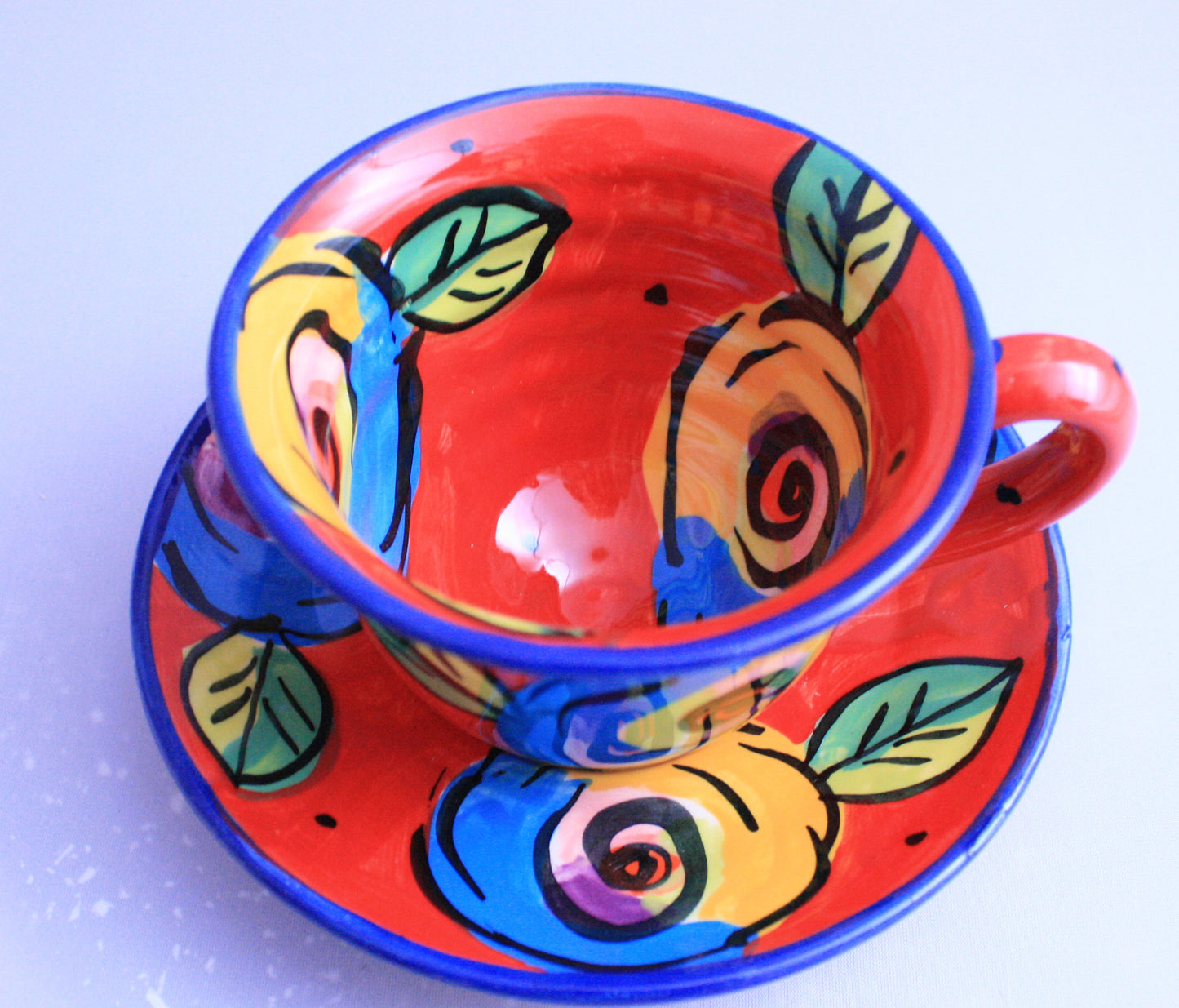 Cup and Saucer Red Roses - MaryRoseYoung