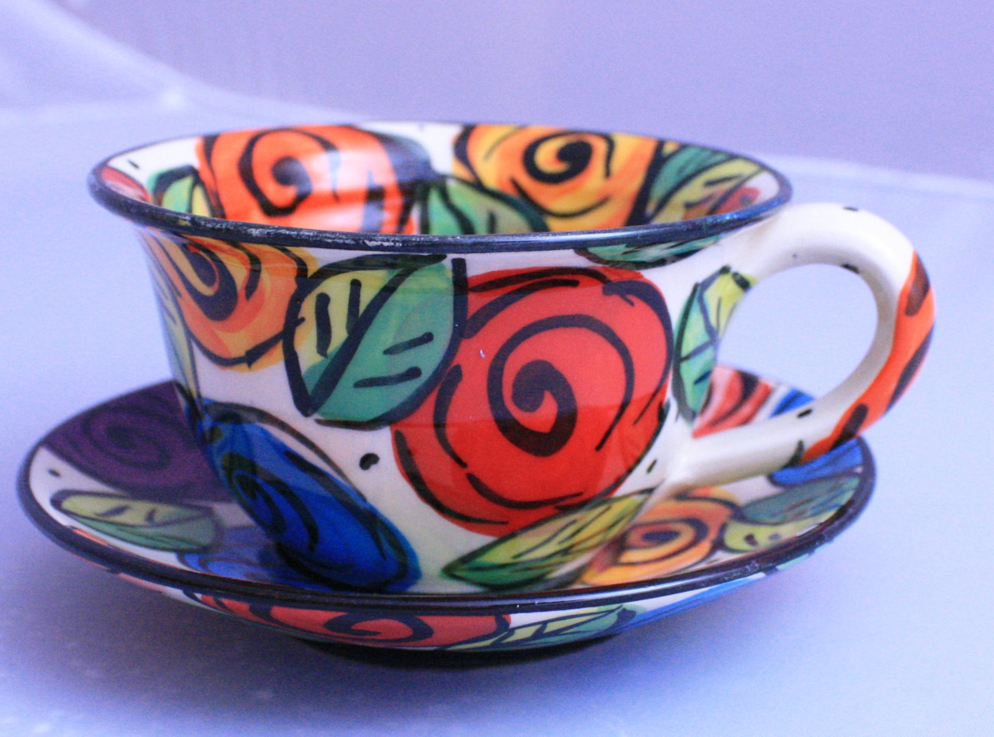 Cup and Saucer "Block Rose" - MaryRoseYoung