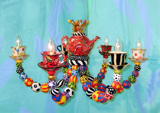 Six Armed Teaset Chandelier in Rosebush