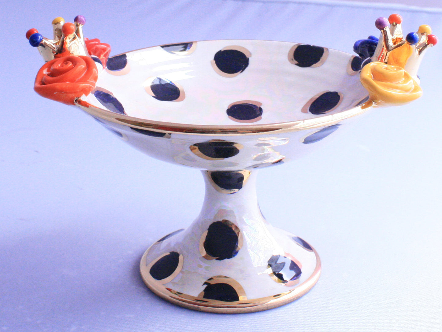 Crown Cocktail Dish "Black Dots" - MaryRoseYoung