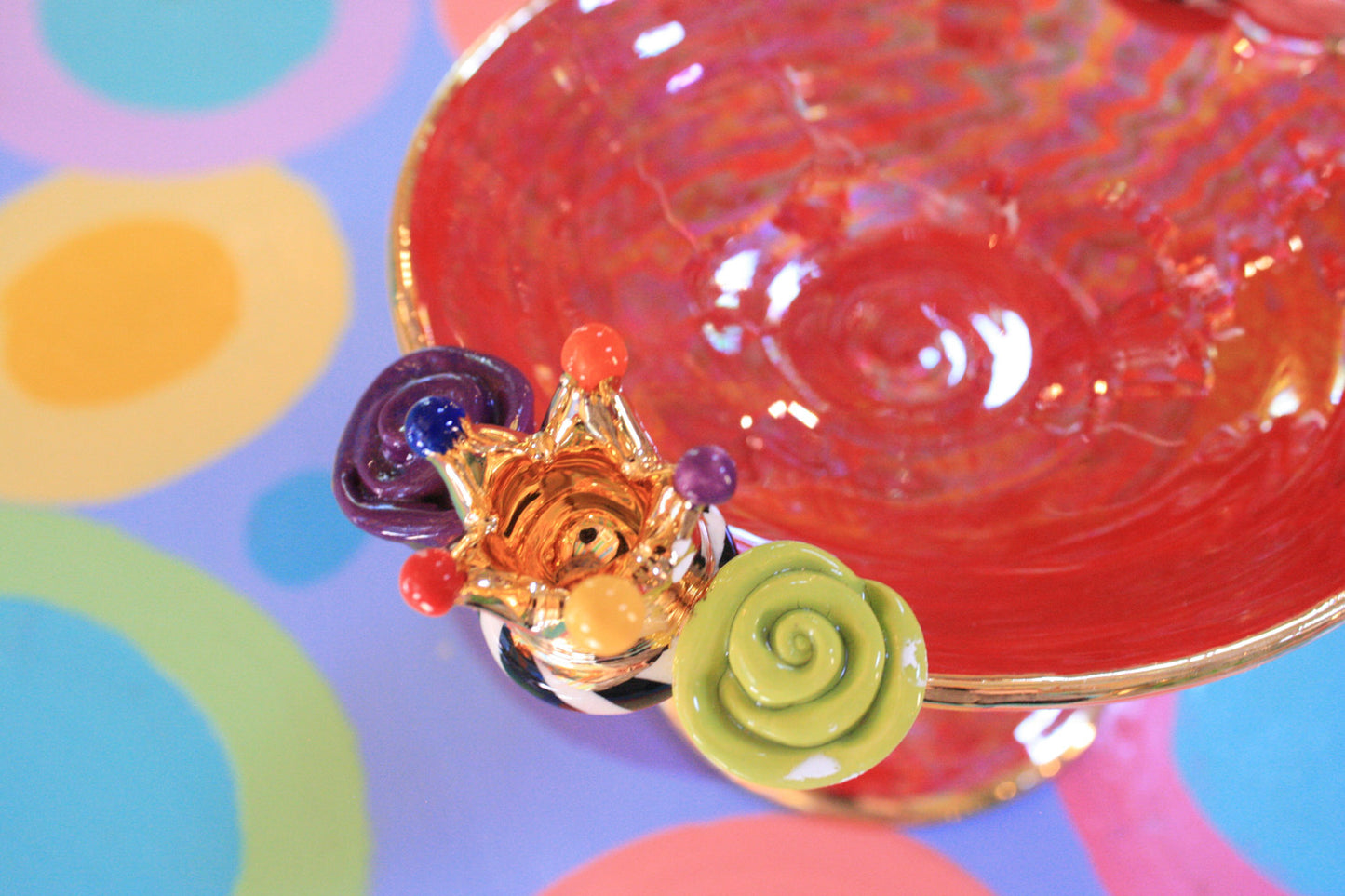 Crown Cocktail Dish Shimmering Red - MaryRoseYoung
