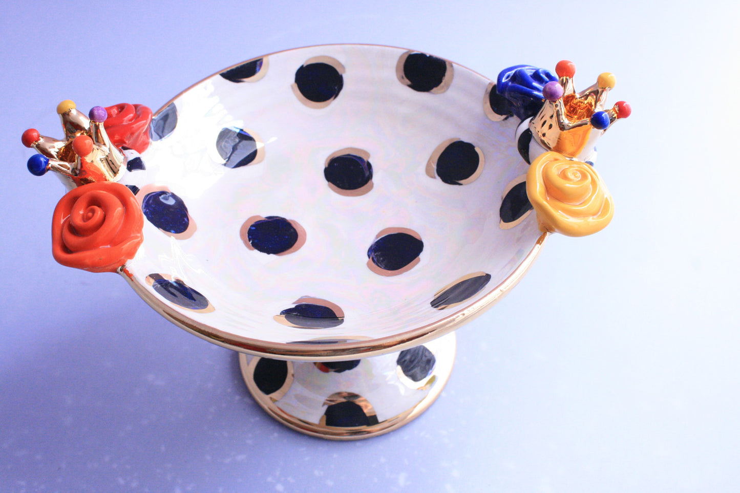 Crown Cocktail Dish "Black Dots" - MaryRoseYoung