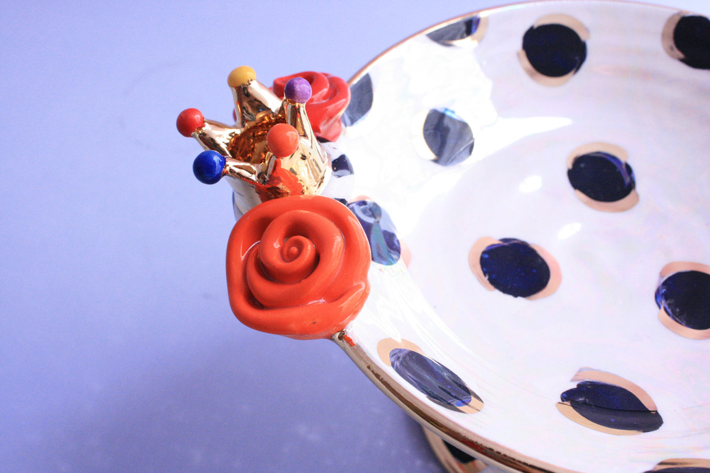 Crown Cocktail Dish "Black Dots" - MaryRoseYoung