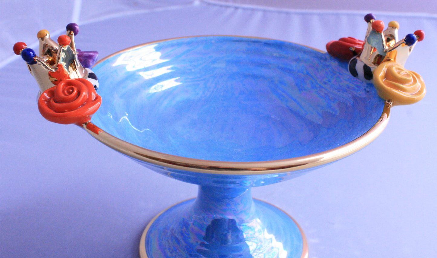 Crown Cocktail Dish Shimmering Baby Blue - MaryRoseYoung