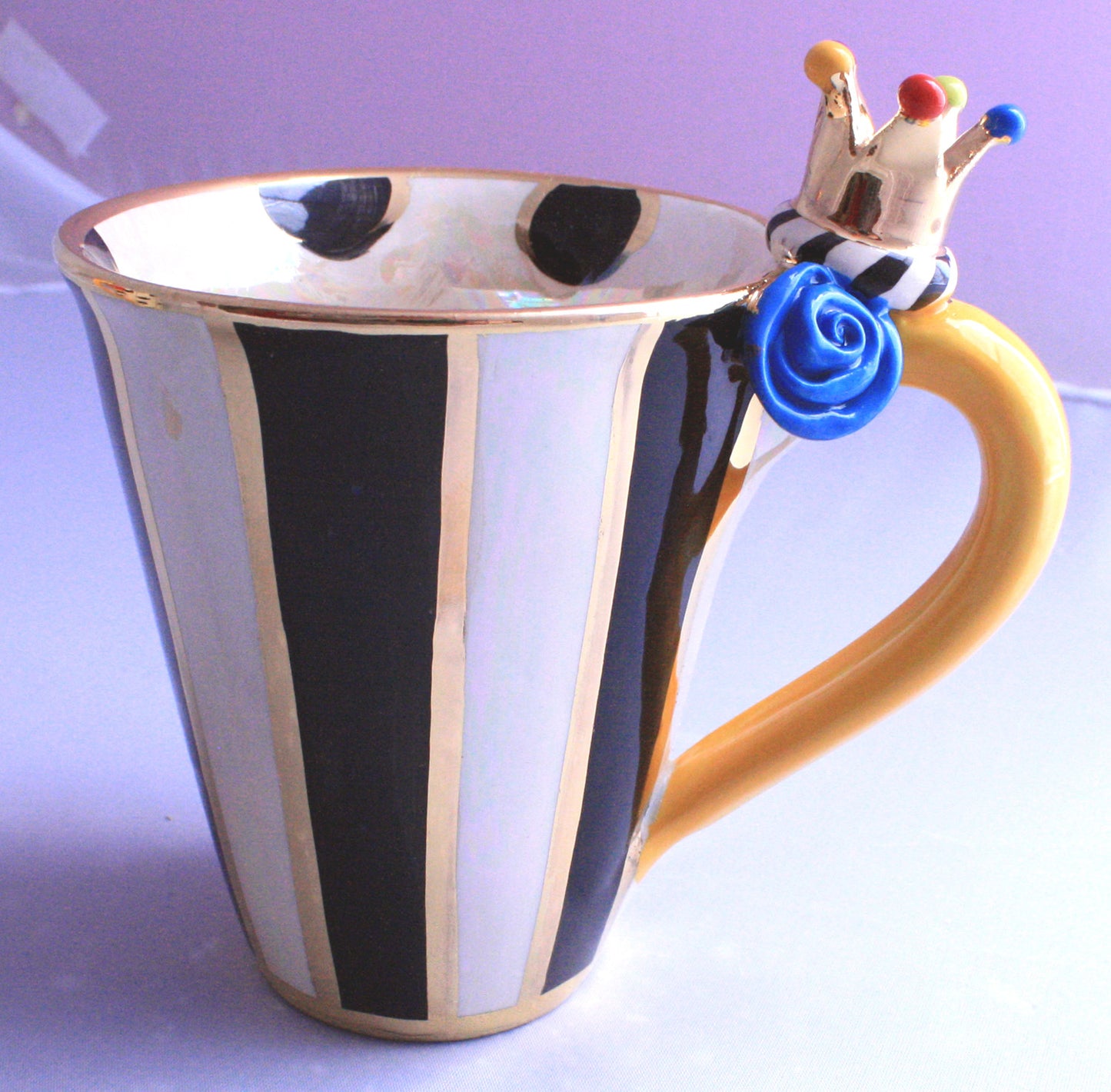 Crown Mug Black and White and Mother of Pearl - MaryRoseYoung