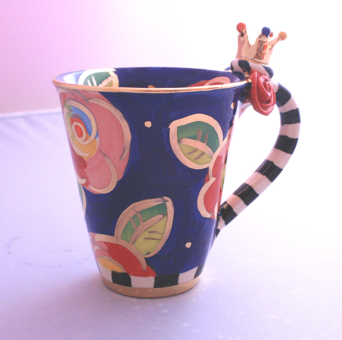 Crown Mug Blue Roses - MaryRoseYoung
