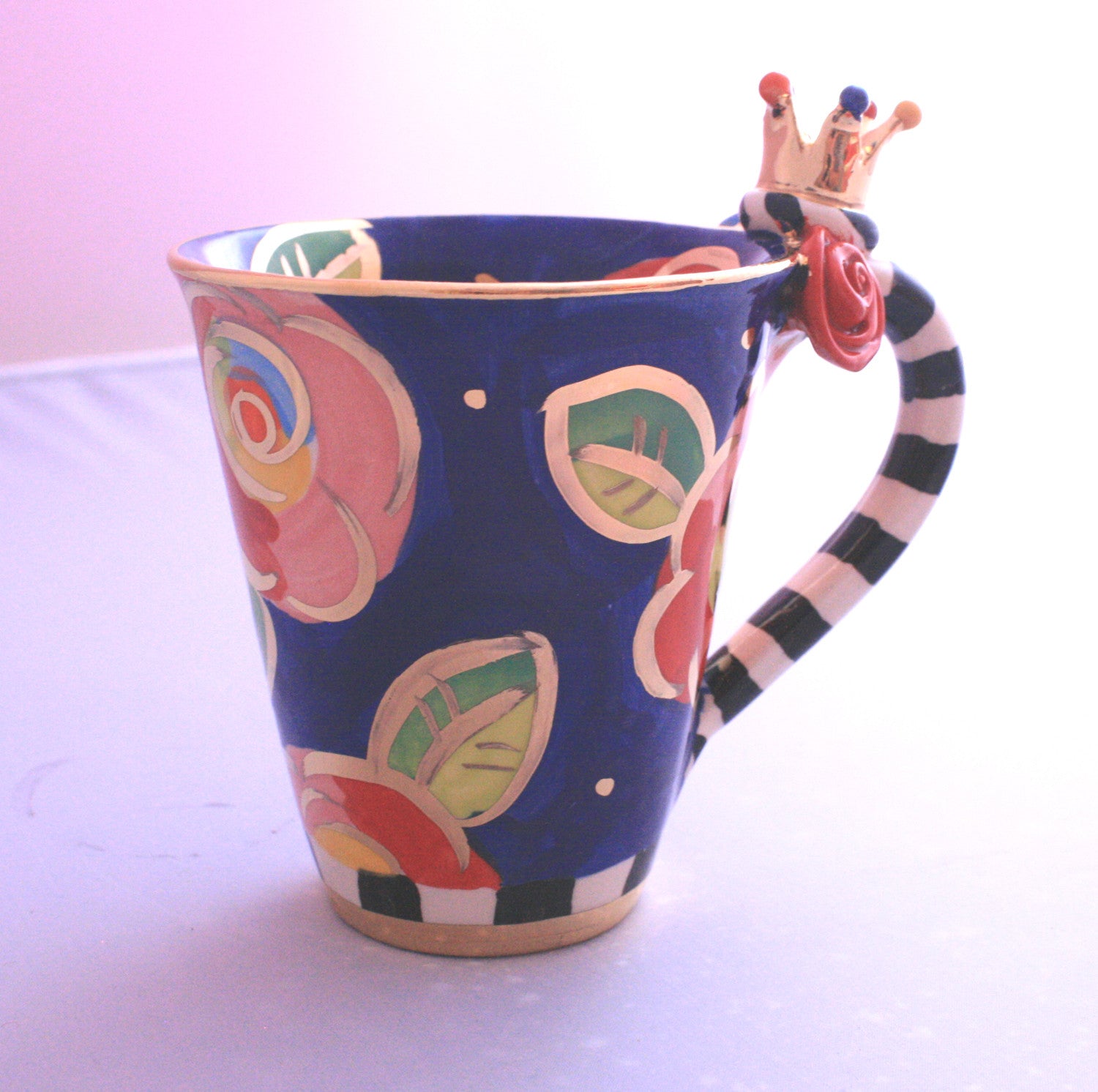 Crown Mug Blue Roses - MaryRoseYoung