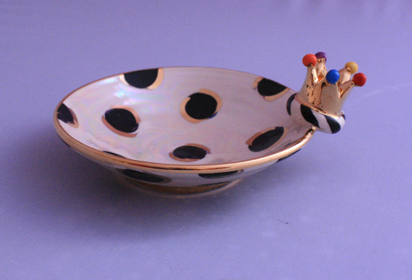 Crown Saucer Black Dots - MaryRoseYoung