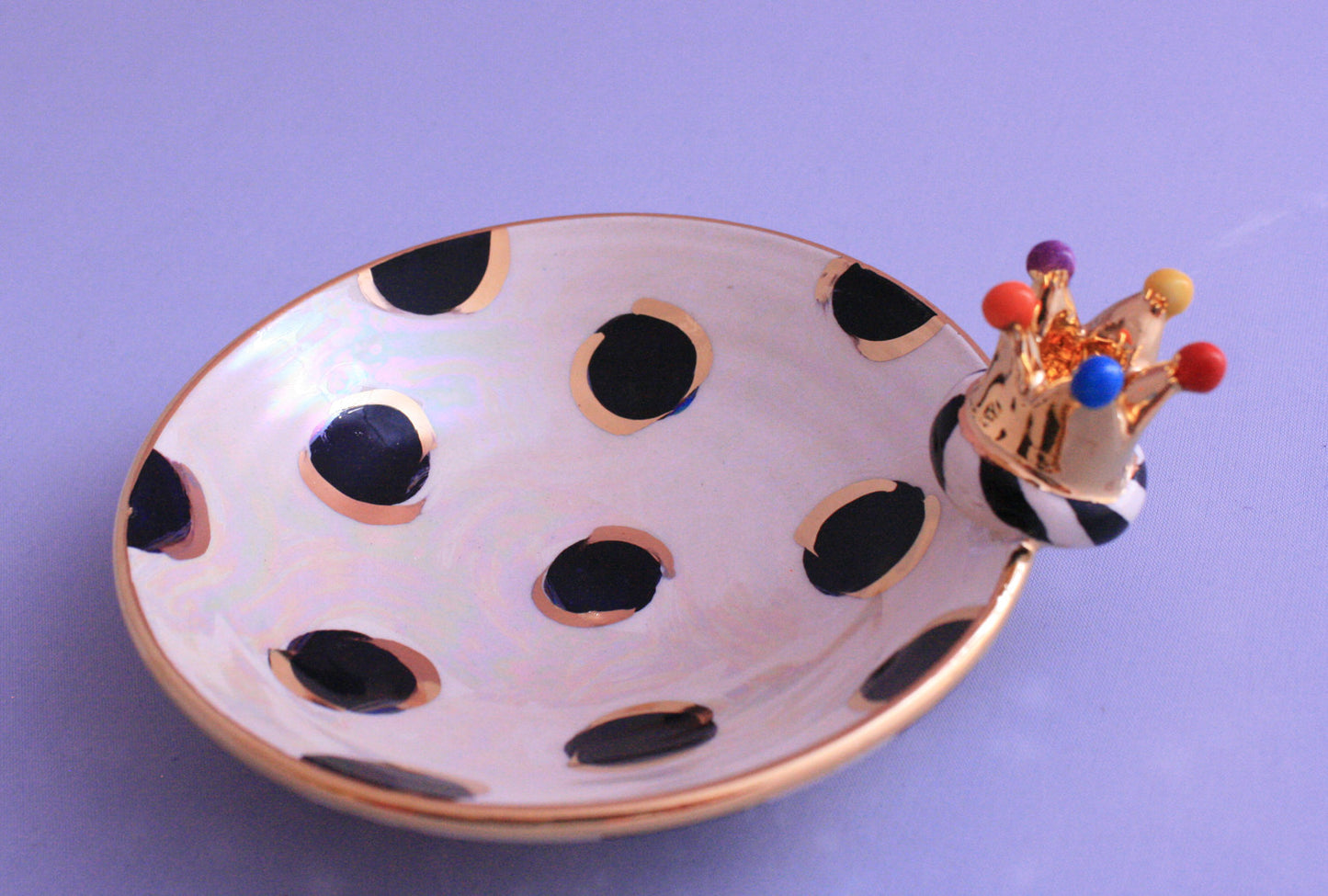 Crown Saucer Black Dots - MaryRoseYoung