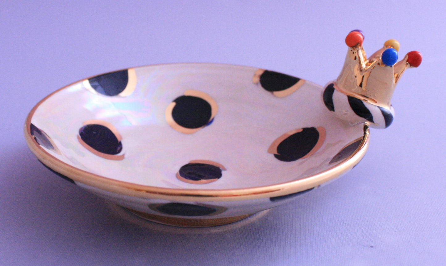 Crown Saucer Black Dots - MaryRoseYoung