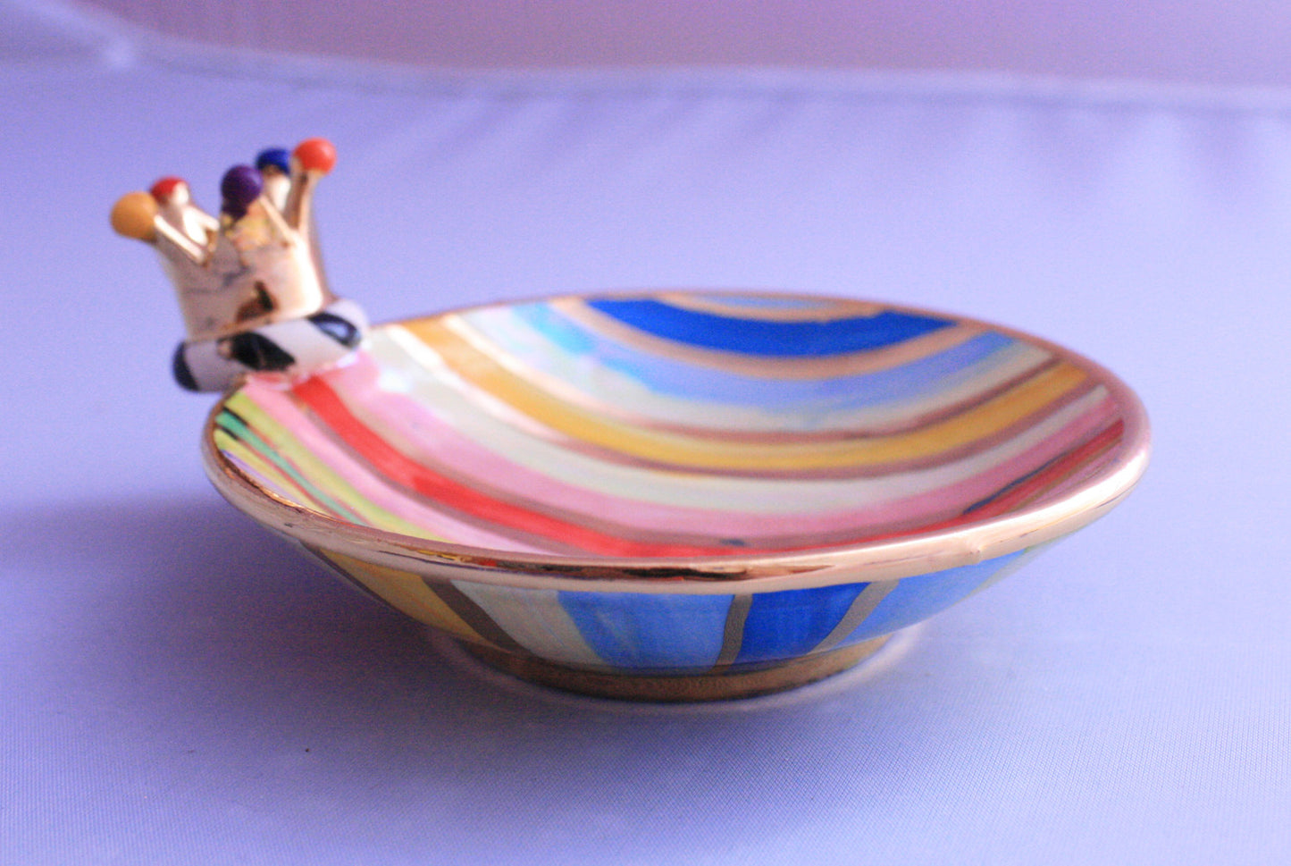 Crown Saucer Lustred Stripe - MaryRoseYoung