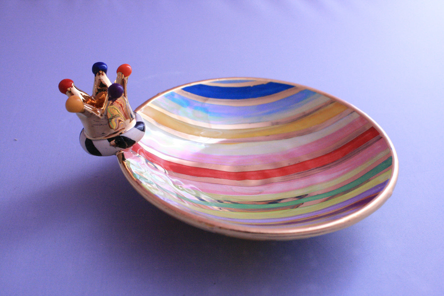Crown Saucer Lustred Stripe - MaryRoseYoung