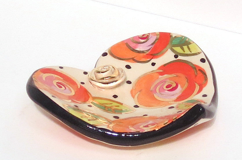 Rose Studded Heart Soap Dish Polka Rose - MaryRoseYoung