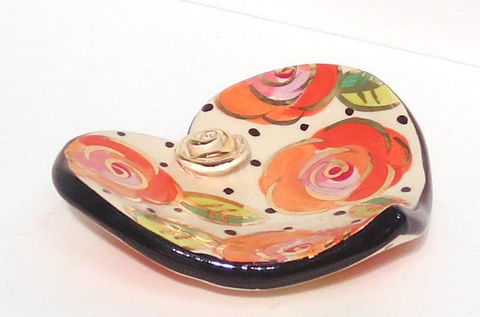 Rose Studded Heart Soap Dish Polka Rose - MaryRoseYoung