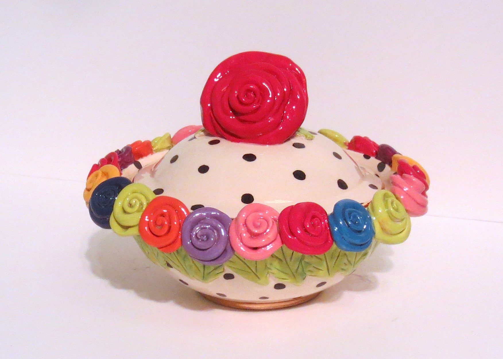Rose Encrusted Powder Box Polka - MaryRoseYoung