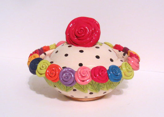Rose Encrusted Powder Box Polka - MaryRoseYoung