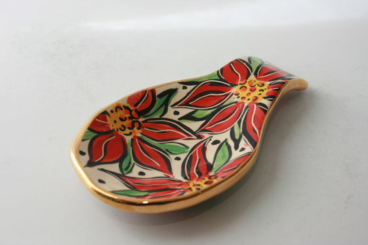 Spoon Rest in Poinsettia - MaryRoseYoung