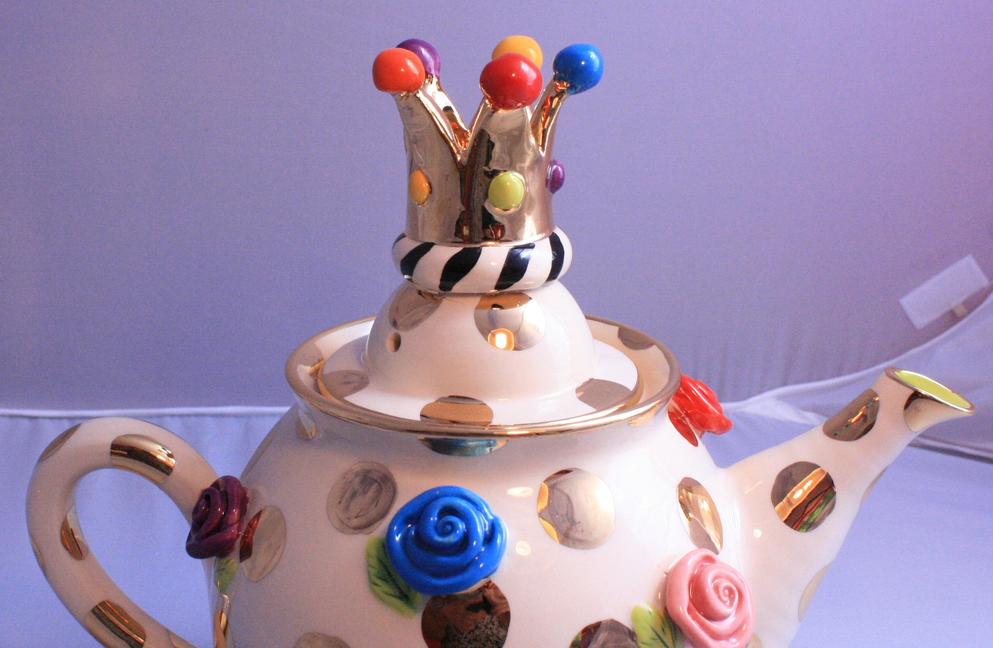 Medium Teapot Rose Studded Gold Dots - MaryRoseYoung