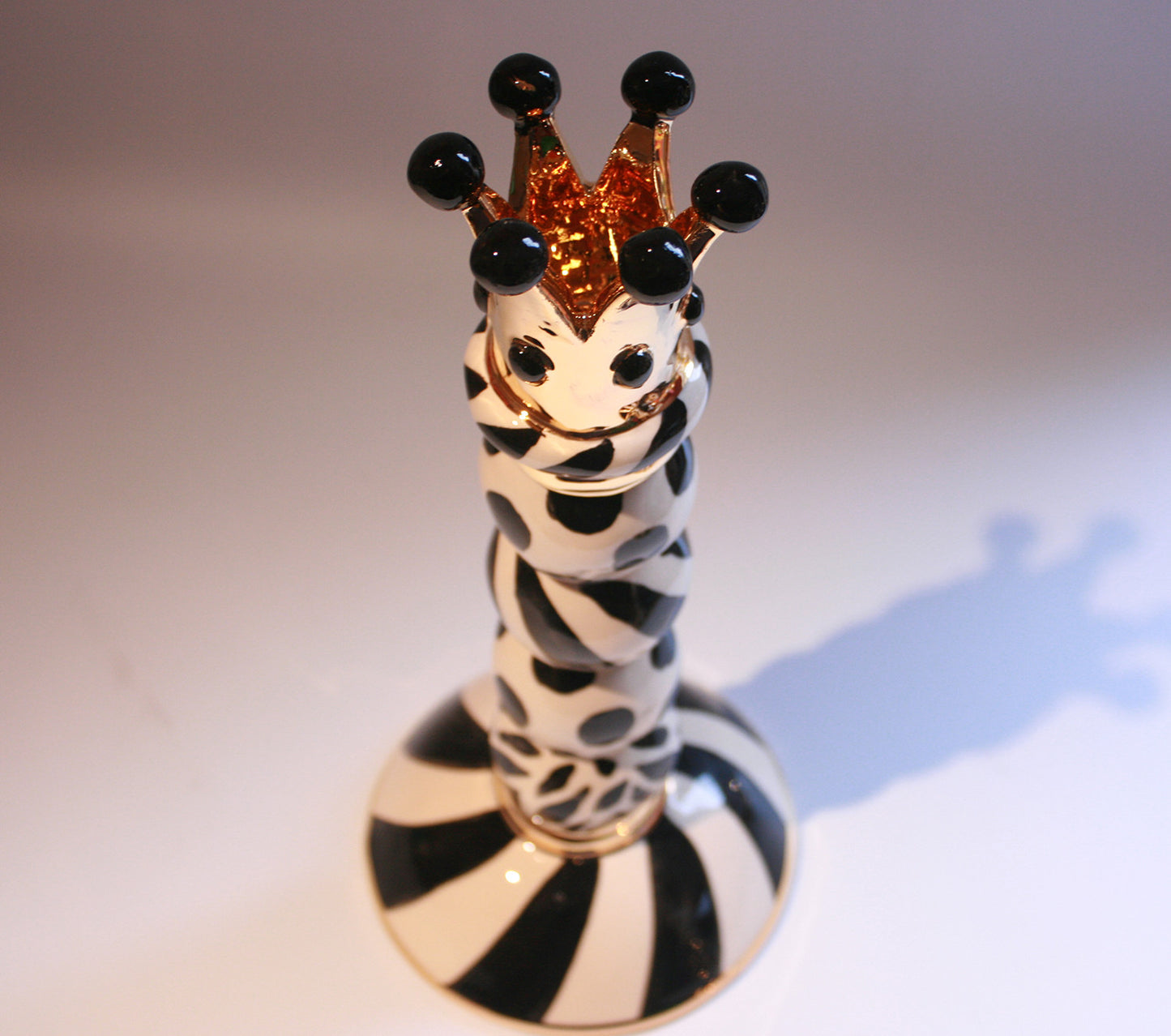 Crown Beaded Candlestick "Black and White"(B) - MaryRoseYoung