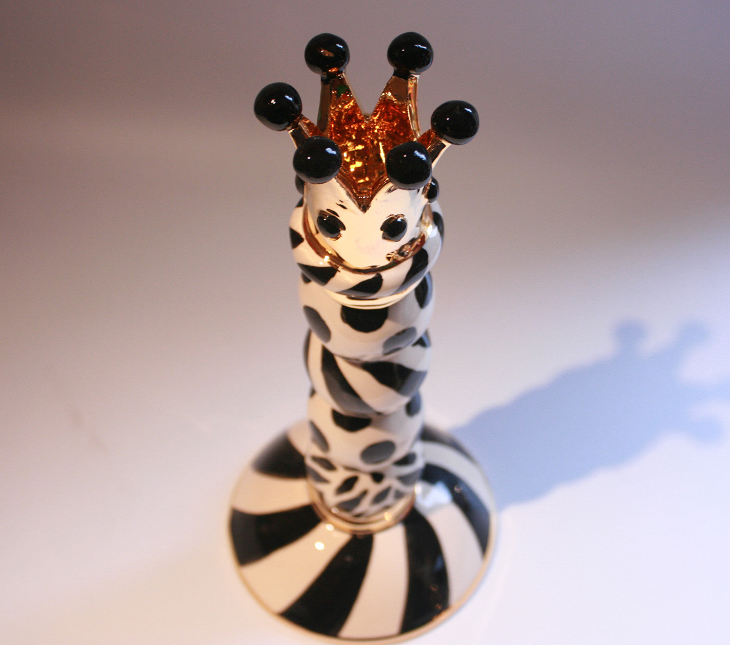 Crown Beaded Candlestick "Black and White"(B) - MaryRoseYoung