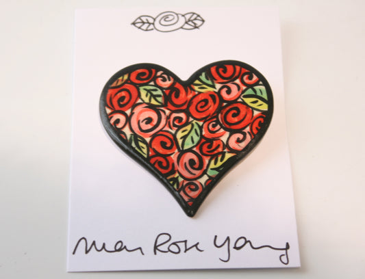 Brooch Heart Rosebush - MaryRoseYoung