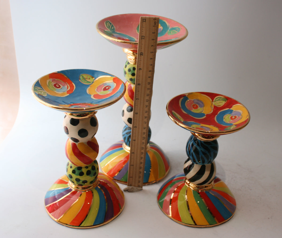 Set of Three Complimentary Candleholders