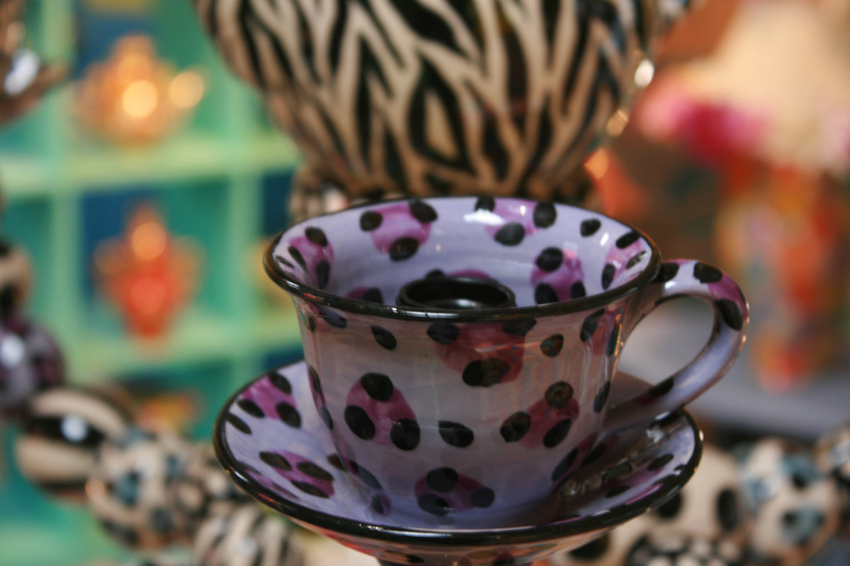 Six Armed Tea Set Chandelier in Leopard and Zebra - MaryRoseYoung