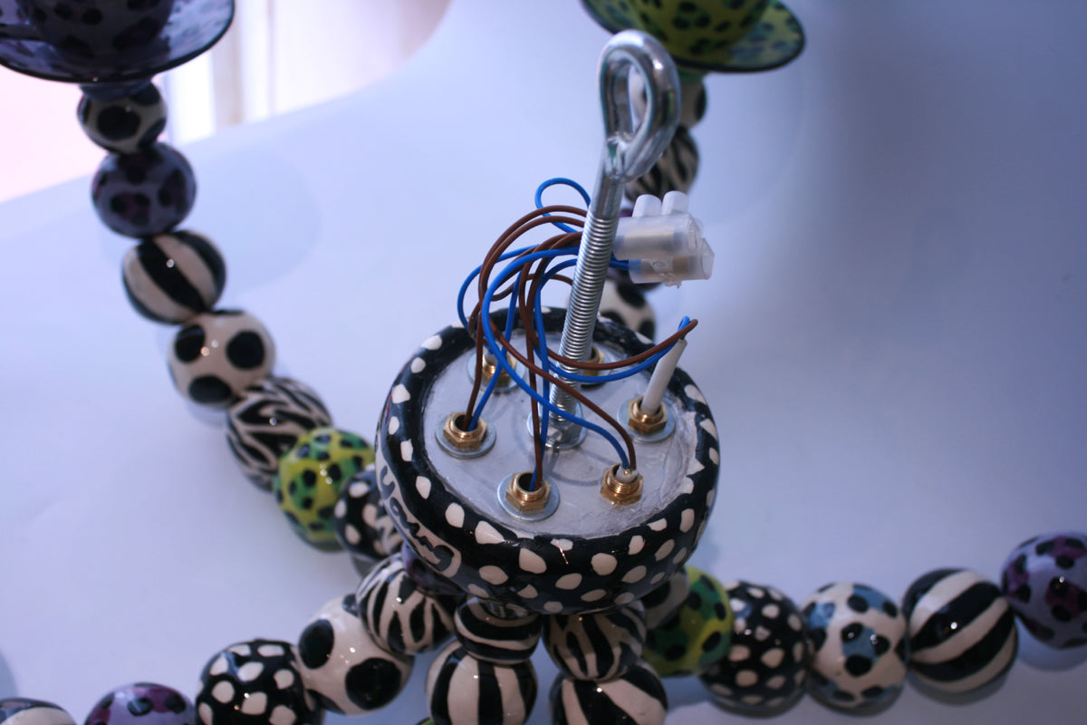 Six Armed Tea Set Chandelier in Leopard and Zebra - MaryRoseYoung