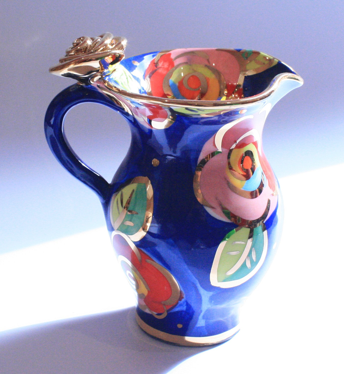 Creamer Jug Gold New Rose Powder Blue - MaryRoseYoung