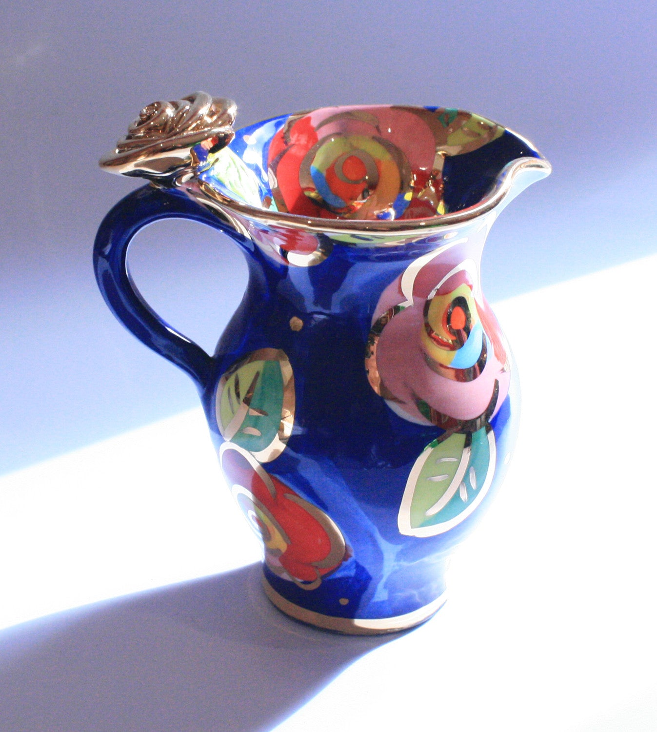 Creamer Jug Gold New Rose Powder Blue - MaryRoseYoung