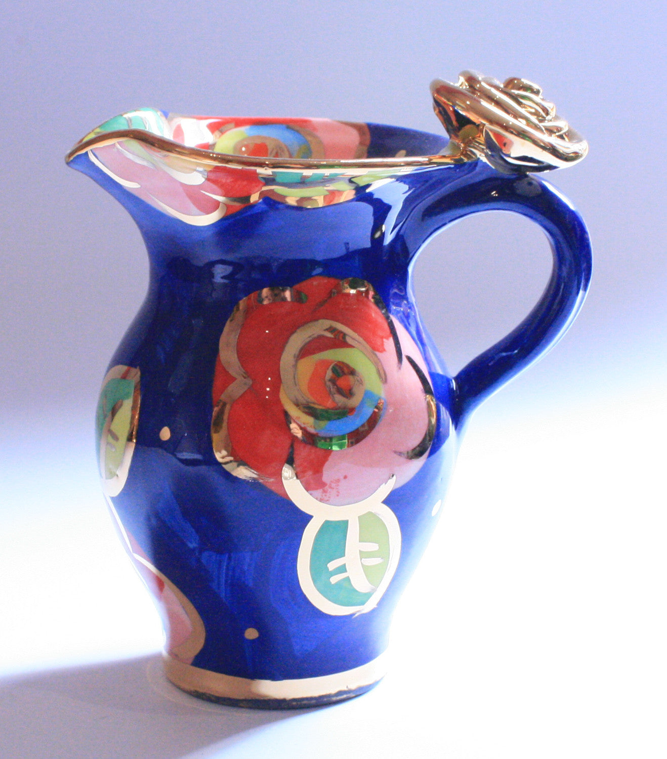 Creamer Jug Gold New Rose Powder Blue - MaryRoseYoung