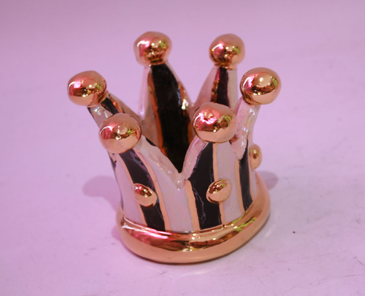 Crown Candleholder Black and White Stripes - MaryRoseYoung