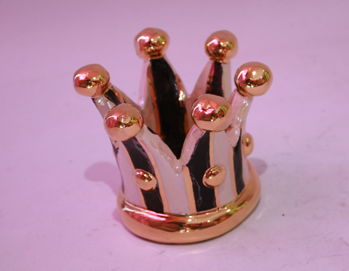 Crown Candleholder Black and White Stripes - MaryRoseYoung