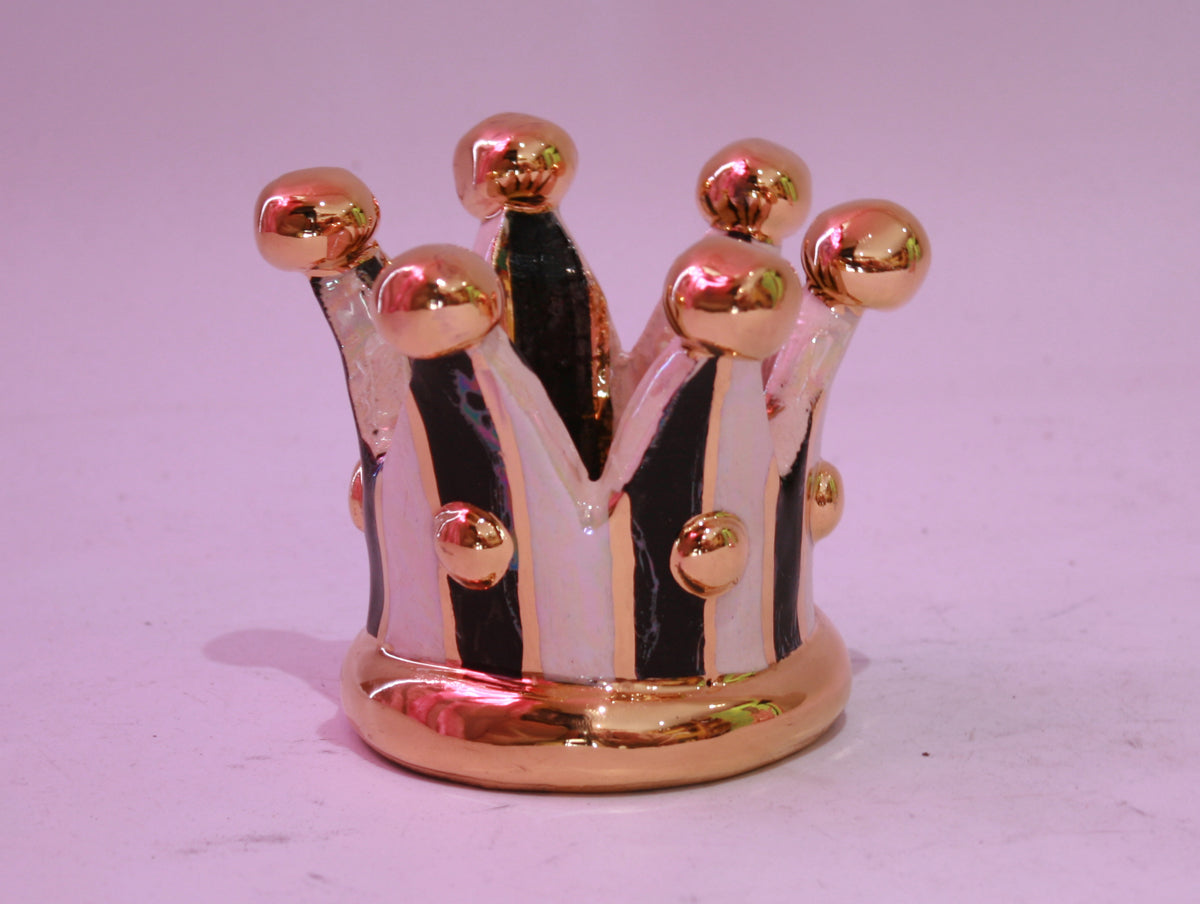 Crown Candleholder Black and White Stripes - MaryRoseYoung