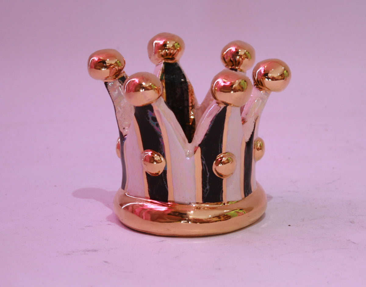 Crown Candleholder Black and White Stripes - MaryRoseYoung