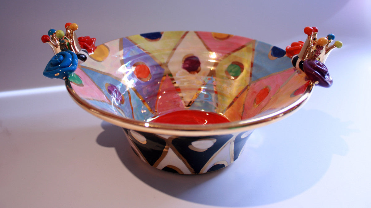 Small Crown Edged Serving Bowl Diamonds - MaryRoseYoung