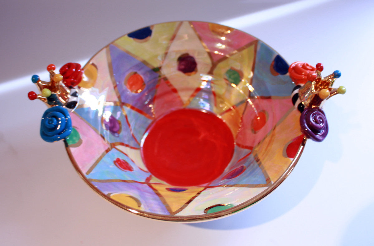 Small Crown Edged Serving Bowl Diamonds - MaryRoseYoung