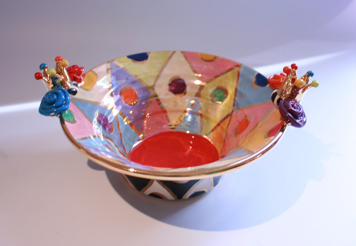 Small Crown Edged Serving Bowl Diamonds - MaryRoseYoung