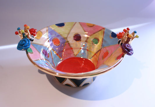 Small Crown Edged Serving Bowl Diamonds - MaryRoseYoung