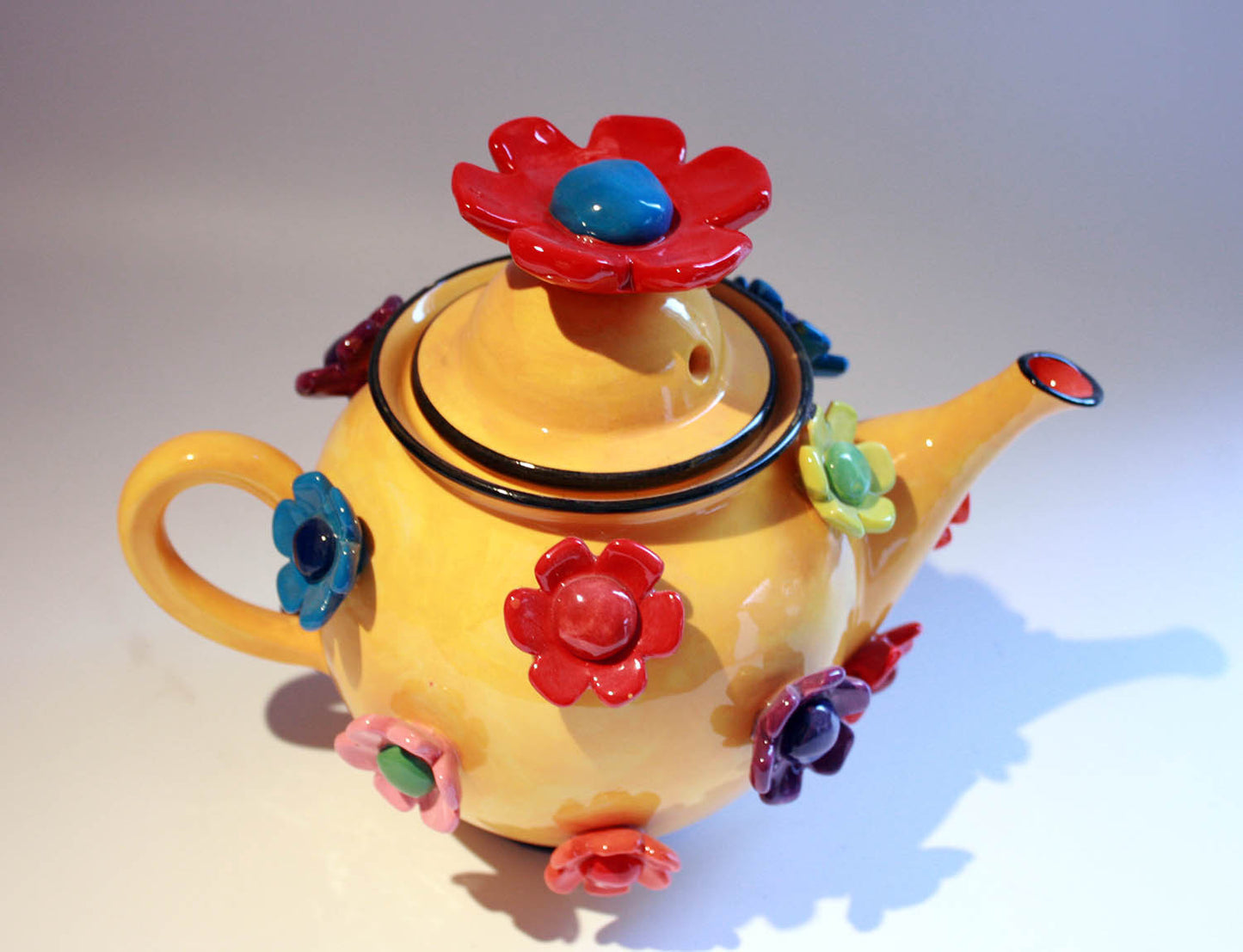 Daisy Studded Teapot Yellow - MaryRoseYoung