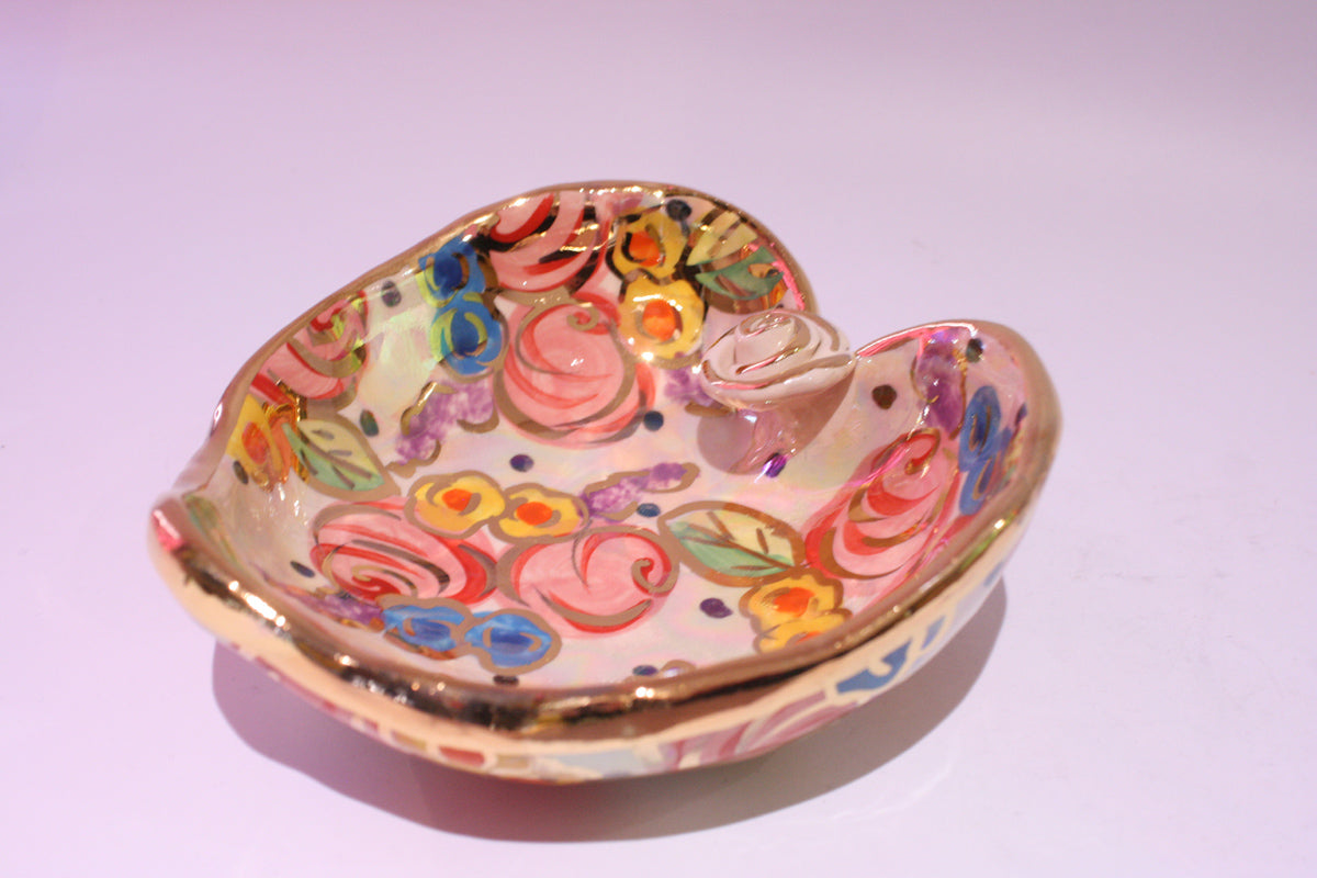 Heart Shaped Bowl Vintage Floral - MaryRoseYoung